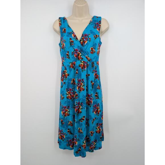 Garnet Hill Dresses & Skirts - Garnet Hill Starlet Knit Dress Blue Floral Women's XS Career Office Pockets